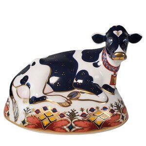 Royal Crown Derby Friesian Cow “Buttercup” figurine – 2001, Fine Bone China
